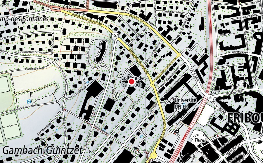 Carte indiquant l’emplacement de Collège de Gambach (École)