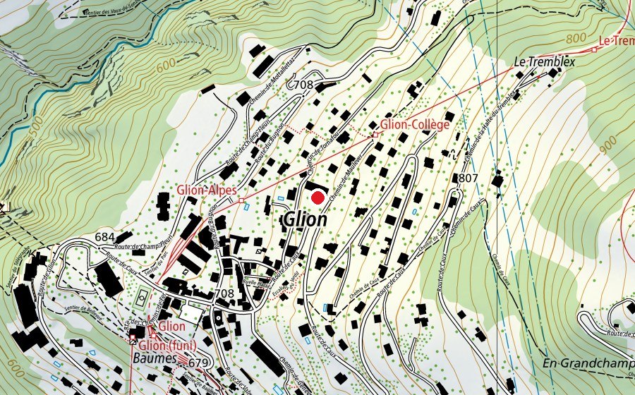 Map showing the location of Collège de Glion (School)
