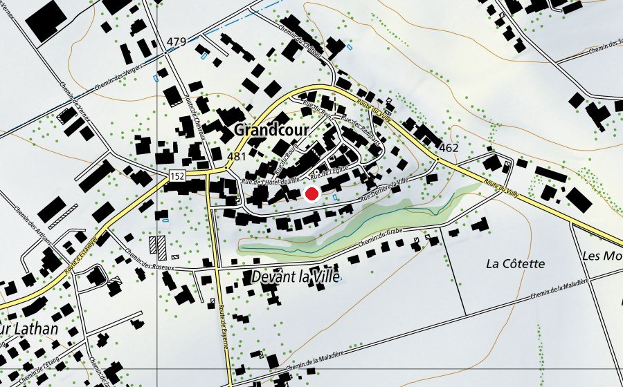 Karte mit dem Standort von Collège de Grandcour (Schule)