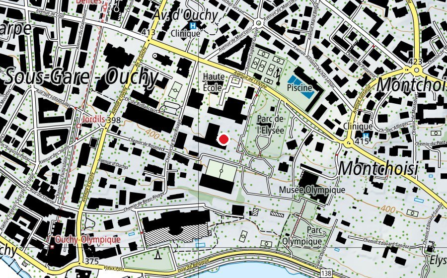 Karte mit dem Standort von Collège de l'Élysée (Schule)