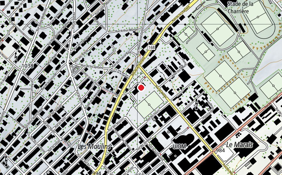 Map showing the location of Collège de La Charrière (School)