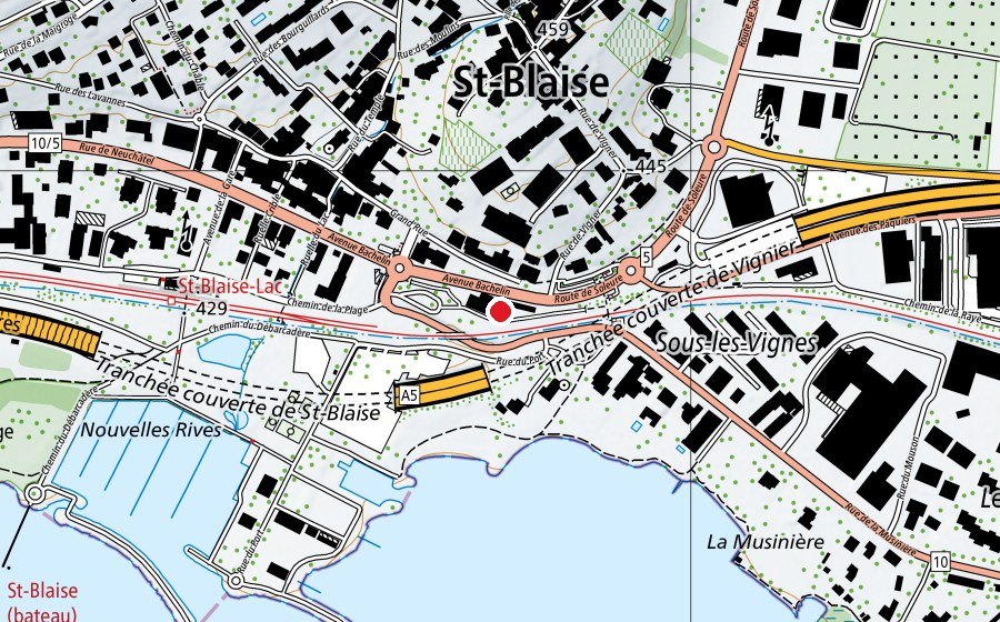 Map showing the location of Collège de la Rive-de-l'herbe (School)