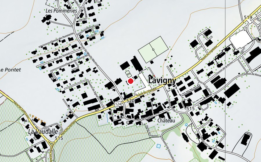 Karte mit dem Standort von Collège de Lavigny (Schule)