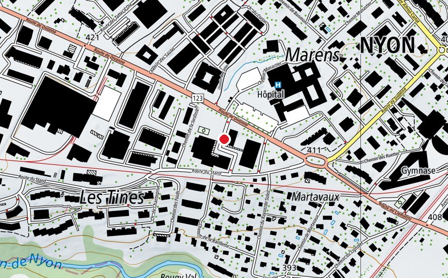Karte mit dem Standort von Collège de Nyon-Marens (Schule)