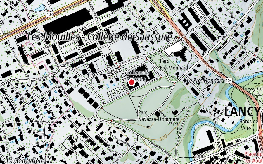 Mappa con la posizione di Collège de Saussure (Scuola)