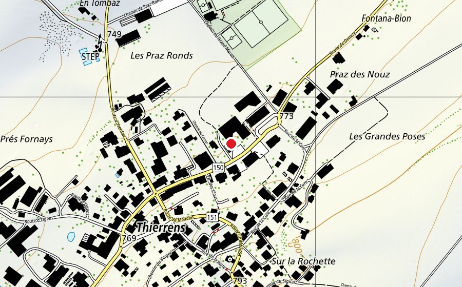 Map showing the location of Collège de Thierrens (School)
