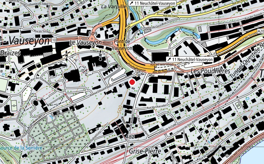 Mappa con la posizione di Collège de Vauseyon (Scuola)