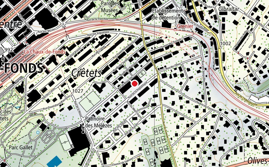 Carte indiquant l’emplacement de Collège des Crêtets (École)