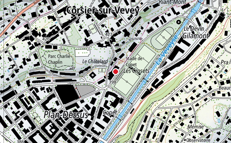 Map showing the location of Collège des Crosets (School)