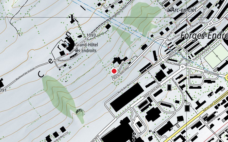 Carte indiquant l’emplacement de Collège des Endroits (École)