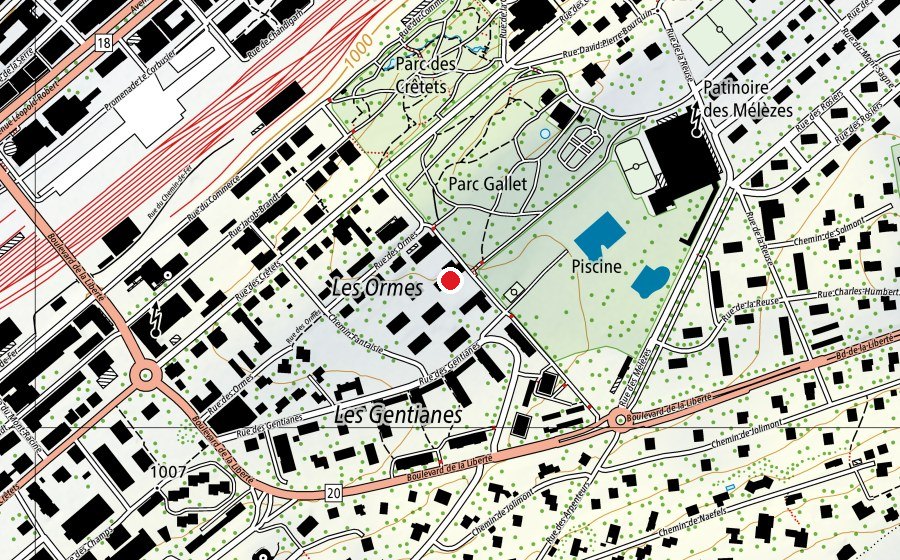Mappa con la posizione di Collège des Gentianes (Scuola)