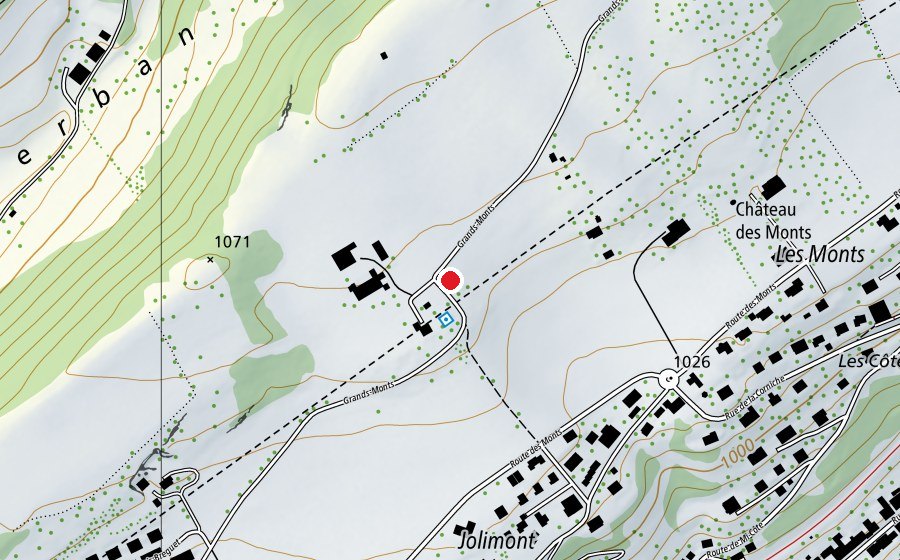 Map showing the location of Collège des Monts (School)