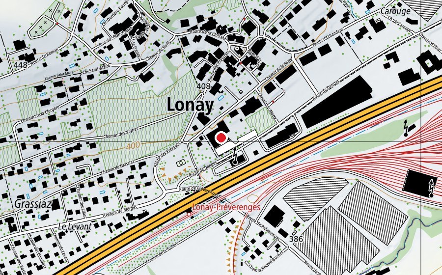 Map showing the location of Collège des Pressoirs (School)
