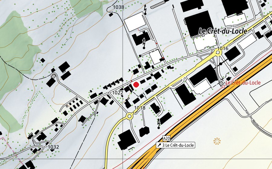 Mappa con la posizione di Collège du Crêt-du-Locle (Scuola)