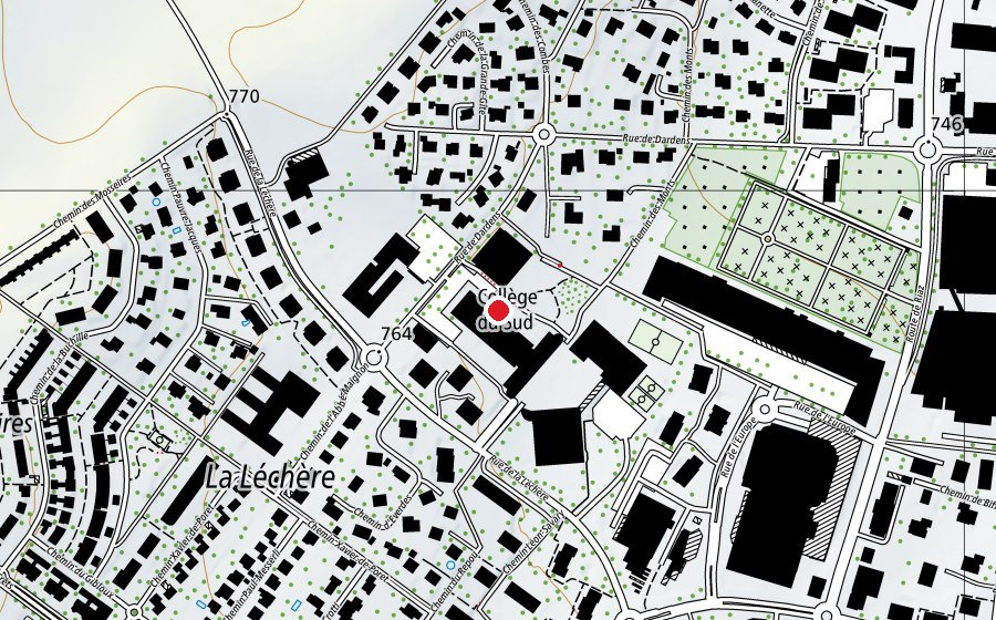 Map showing the location of Collège du Sud (School)