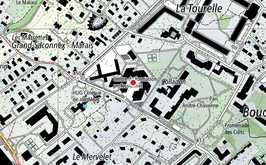 Karte mit dem Standort von Collège et Ecole de commerce André-Chavanne (Schule)