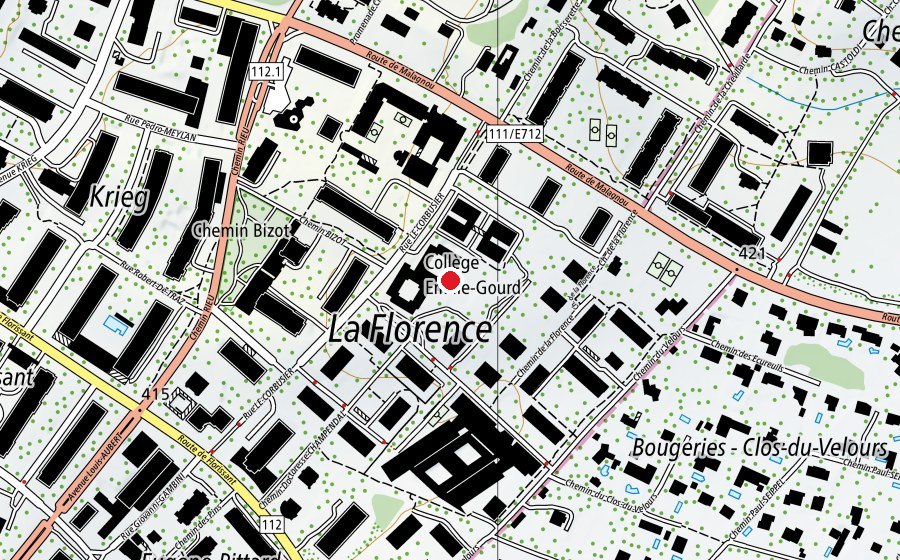 Karte mit dem Standort von Collège et Ecole de Commerce Emilie Gourd (Schule)