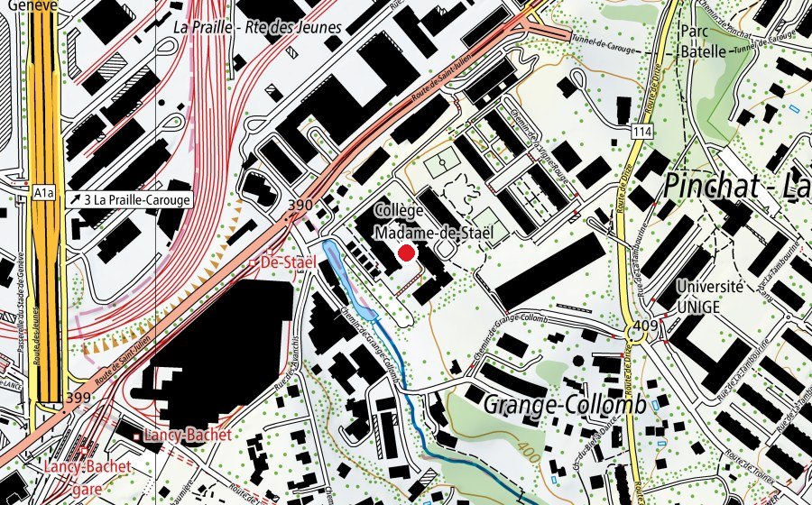 Carte indiquant l’emplacement de Collège et Ecole de Culture Générale Madame-de-Staël (École)