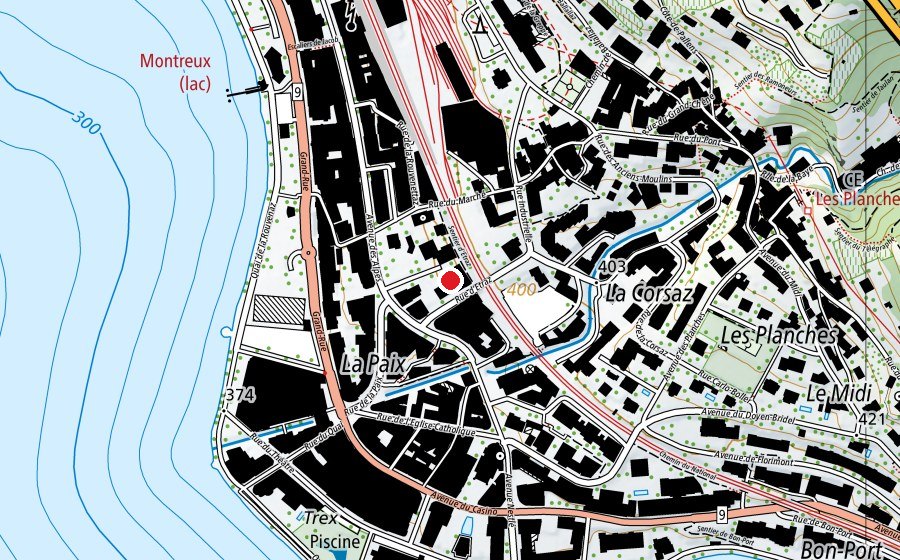 Map showing the location of Collège Etraz (School)