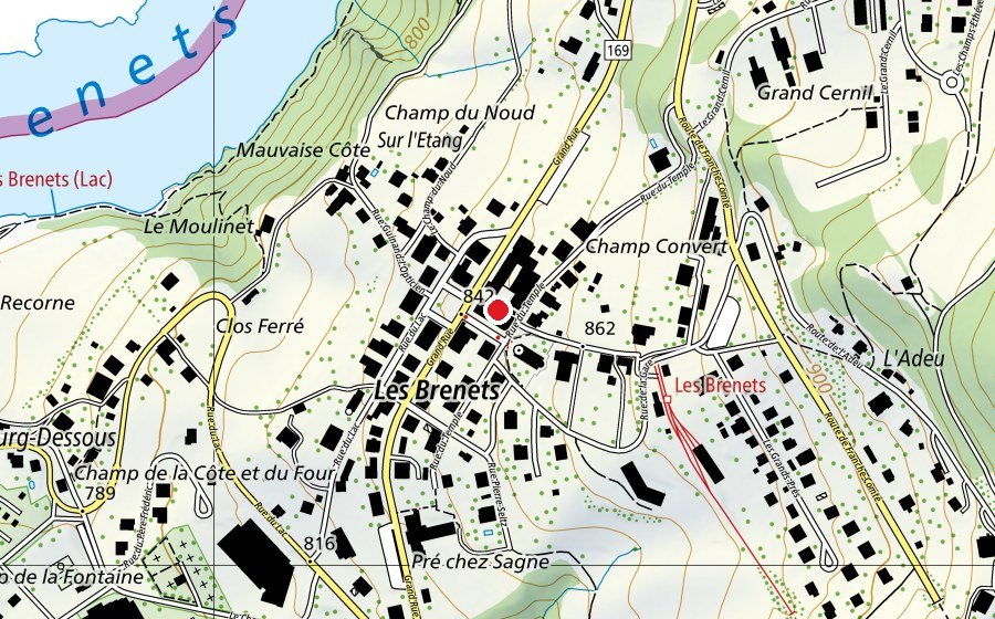 Map showing the location of Collège Les Brenets (School)