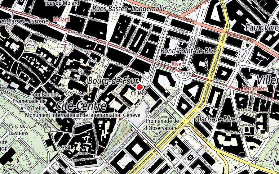 Carte indiquant l’emplacement de Collège pour adultes Alice-Rivaz (École)