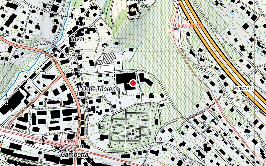 Carte indiquant l’emplacement de Collège Rambert (École)
