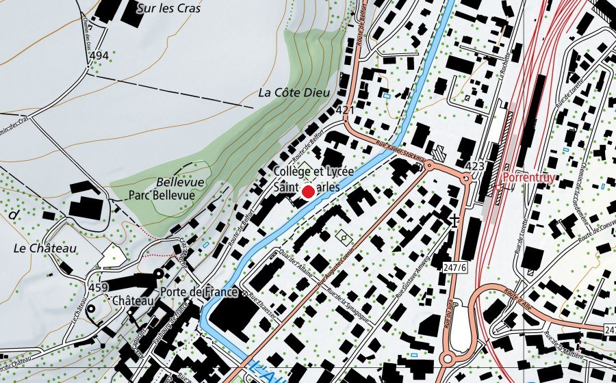 Carte indiquant l’emplacement de Collège St Charles (École)