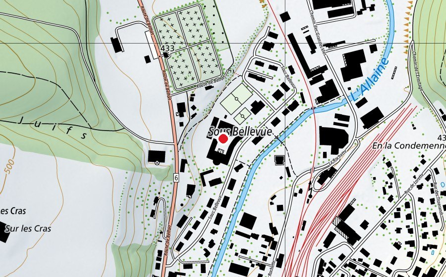 Map showing the location of Collège Thurmann (School)