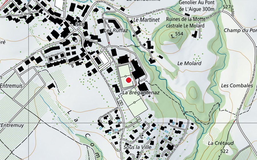 Map showing the location of Complexe scolaire de Genolier (School)