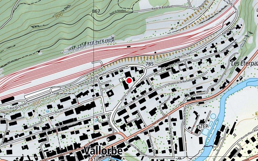 Karte mit dem Standort von Complexe scolaire et sportif du Simplon (Schule)