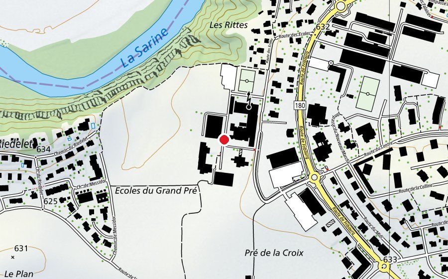 Carte indiquant l’emplacement de complexe scolaire Marly Grand-Pré (École)