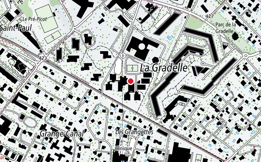 Mappa con la posizione di Cycle d'Orientation de la Gradelle (Scuola)