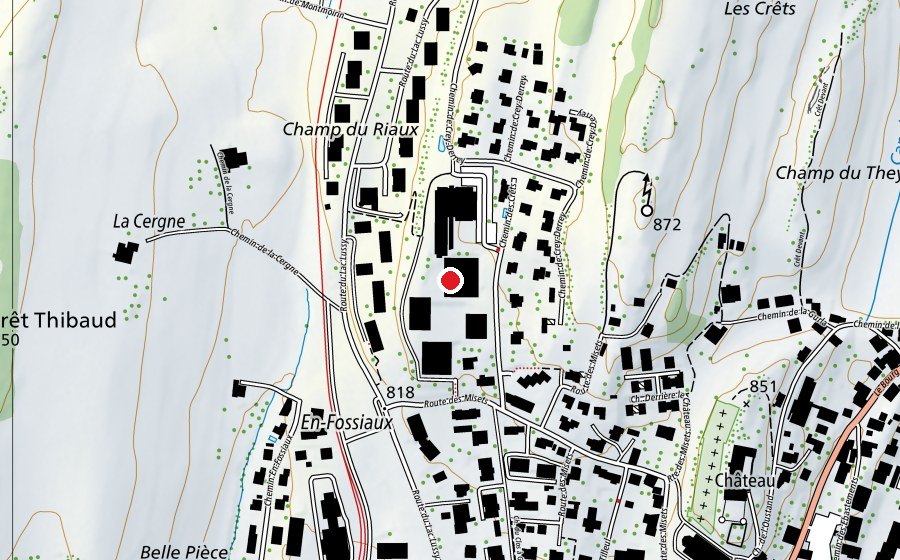 Map showing the location of Cycle d'orientation de la Veveyse (School)