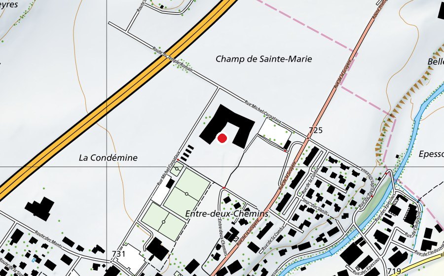 Mappa con la posizione di Cycle d'Orientation de Riaz (Scuola)