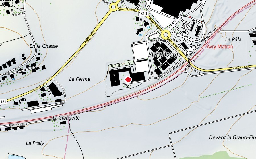 Karte mit dem Standort von Cycle d'orientation de Sarine-Ouest (Schule)
