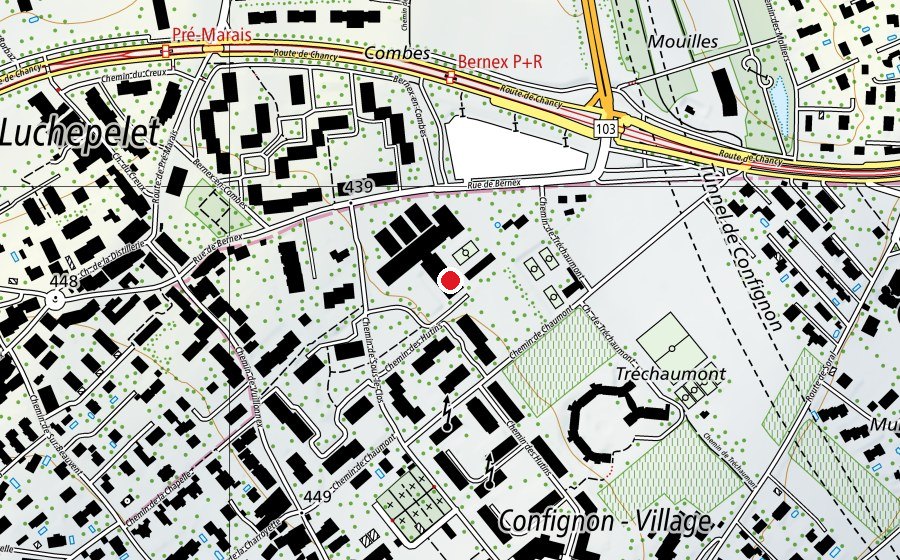 Carte indiquant l’emplacement de Cycle d'Orientation de Vuillonnex (École)