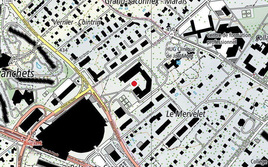 Mappa con la posizione di Cycle d'Orientation des Coudriers (Scuola)