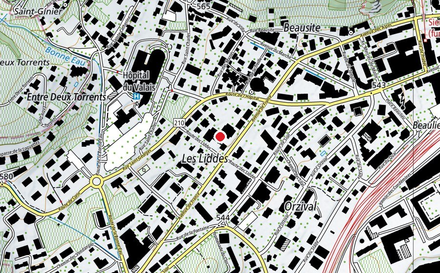 Carte indiquant l’emplacement de Cycle d'orientation des Liddes (École)