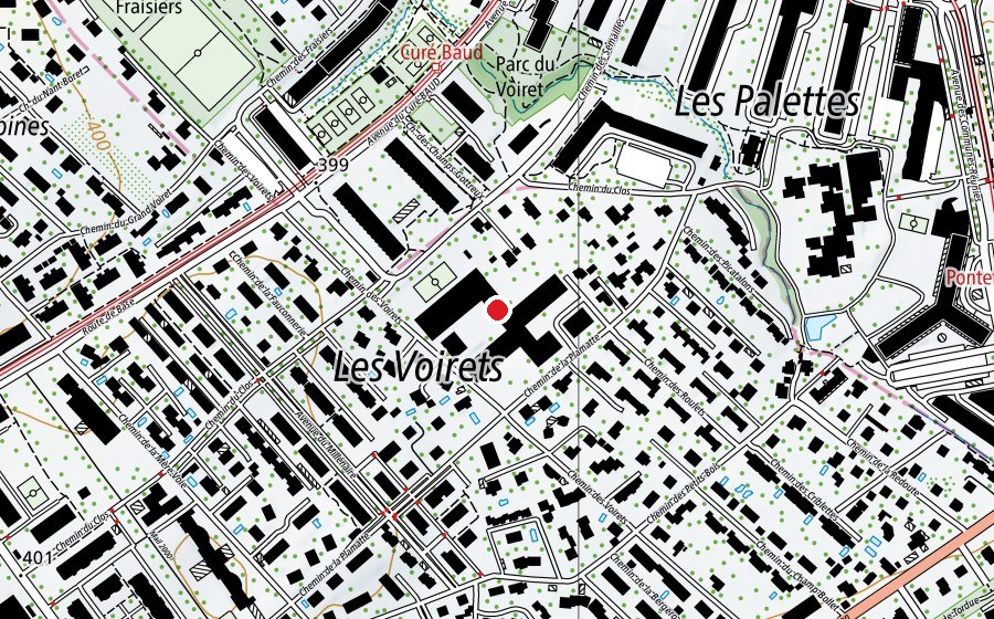 Map showing the location of Cycle d'Orientation des Voirets (School)