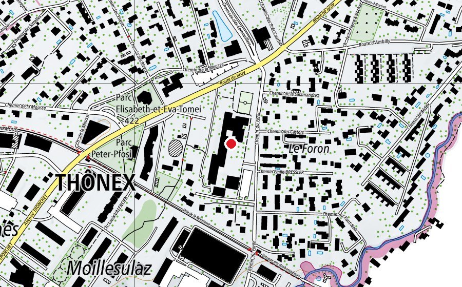 Karte mit dem Standort von Cycle d'Orientation du Foron (Schule)