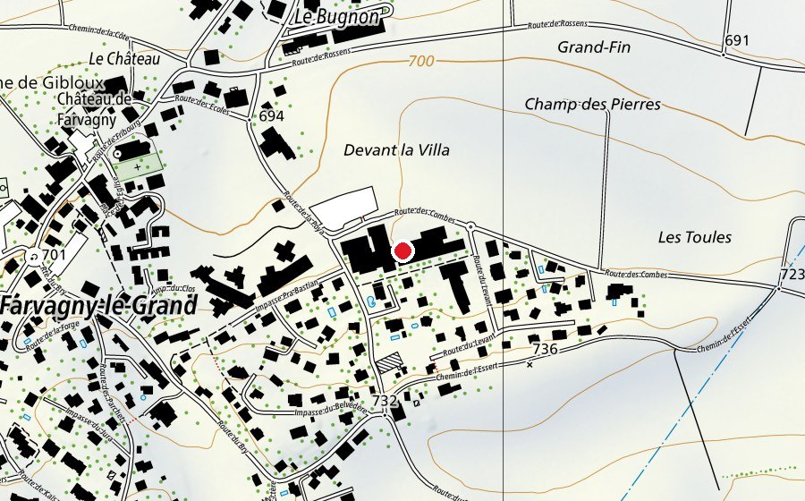 Mappa con la posizione di Cycle d'orientation du Gibloux (Scuola)