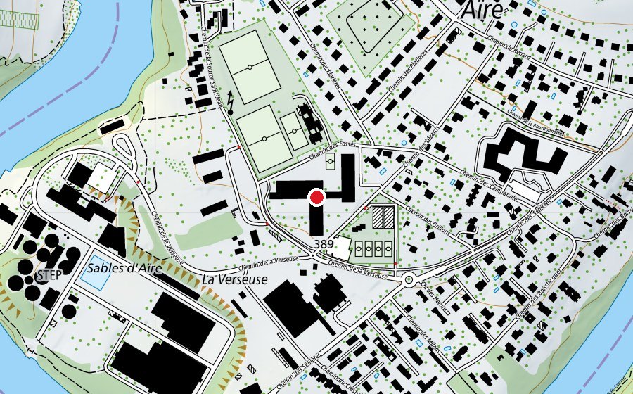 Carte indiquant l’emplacement de Cycle d'Orientation du Renard (École)