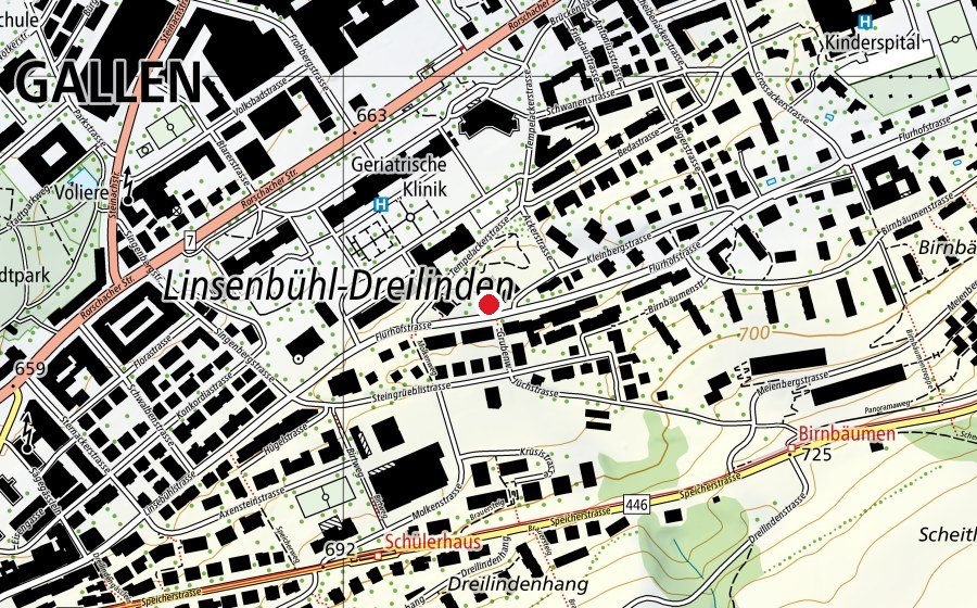 Karte mit dem Standort von die kleine Parkschule (Schule)