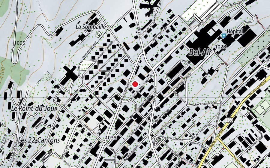 Carte indiquant l’emplacement de Docteur-de-Quervain (École)