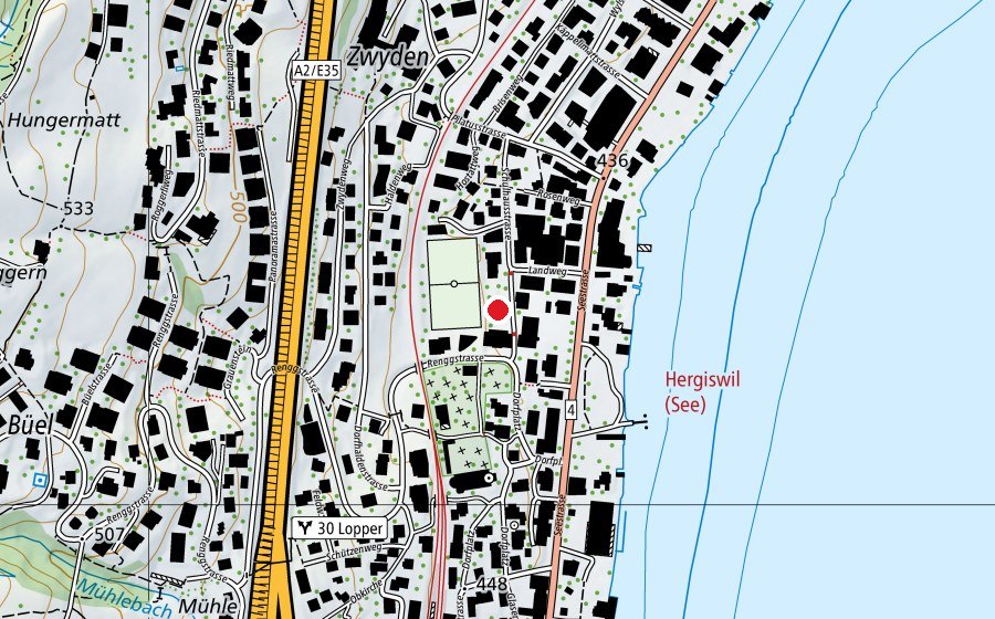 Map showing the location of Dorf (School)
