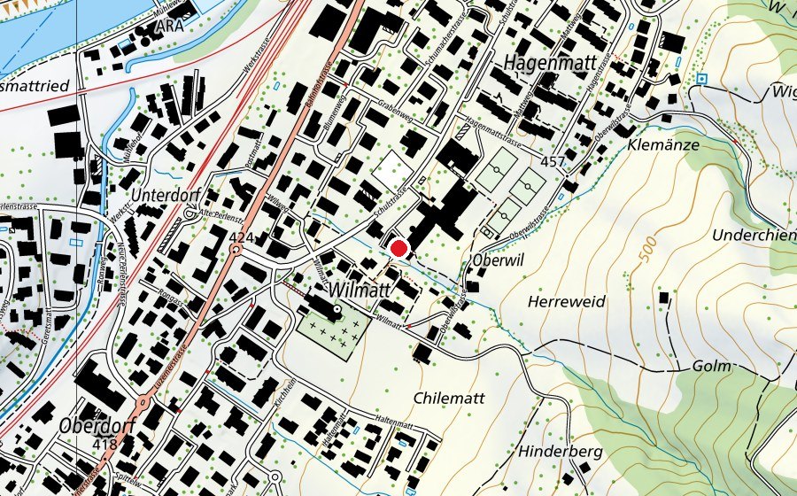 Carte indiquant l’emplacement de Dorf (École)
