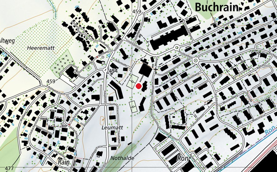 Map showing the location of Dorfschulhaus (School)