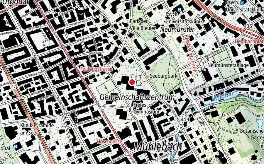 Carte indiquant l’emplacement de EB Zürich Kantonale Schule für Berufsbildung (École)