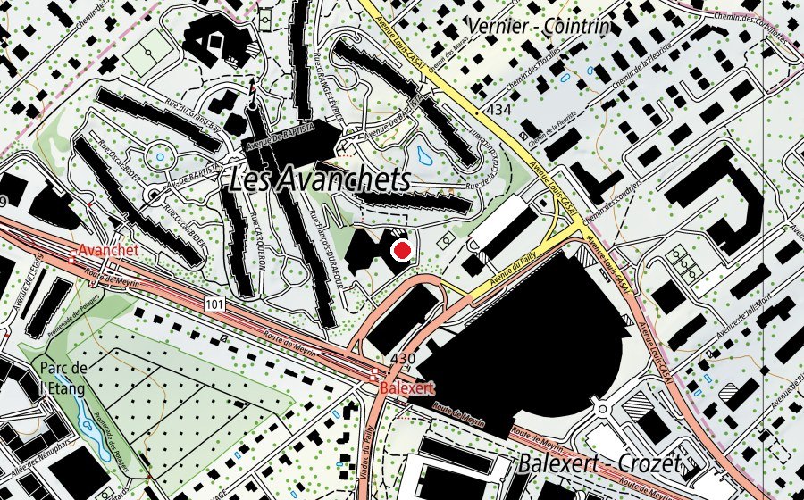 Carte indiquant l’emplacement de Ecole Avanchet-Salève (École)