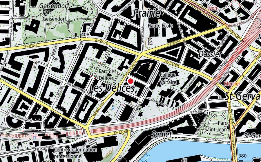 Map showing the location of École Bénédict (School)